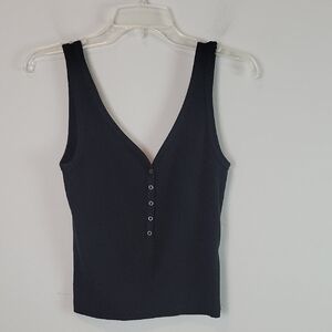 Abercrombie & Fitch black ribbed snap front tank top  Medium